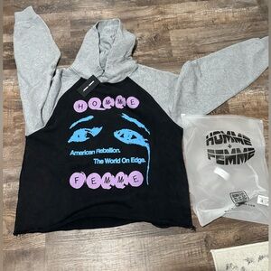 NWT homme femme mens L multi color hoodie